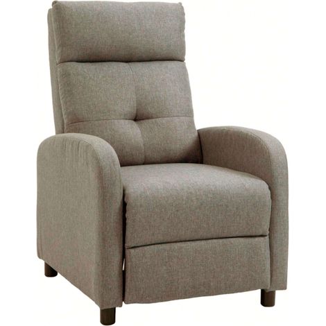 Sillón de Relax Reclinable Manual 155º, Sillón para Salón Denmark, Poliéster Transpirable Marrón 67x98x87 cm