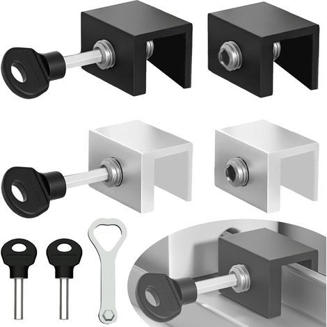 4-Piece WISIRENT Sliding Door Lock Set, 10mm Sliding Door Lock, Window Locks for Sliding Doors with Key (1/5)
