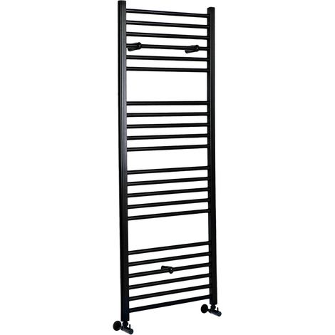 Milano Nero Black Straight Bar Heated Towel Rail Radiator - 1600mm x 400mm (1/4)