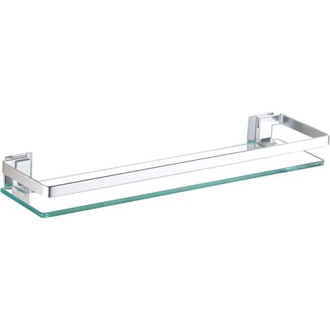 1 Étagère de douche, verre trempé 7,6mm, aluminium anodisé, fixation murale sans perçage, pour salle de bain (1/5)