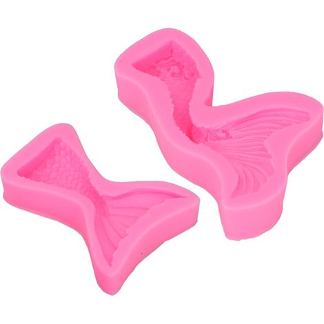 Moule Silicone 3D Sirène Queue de Poisson Rose Lavable Démoulage Facile DIY Savon Gâteau Décoration (1/5)