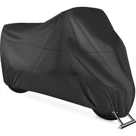 Motorcycle Cover, 190T Waterproof Dustproof Tarpaulin for Motorcycle with Lock Holes (245 105 125 cm)- (1/5)