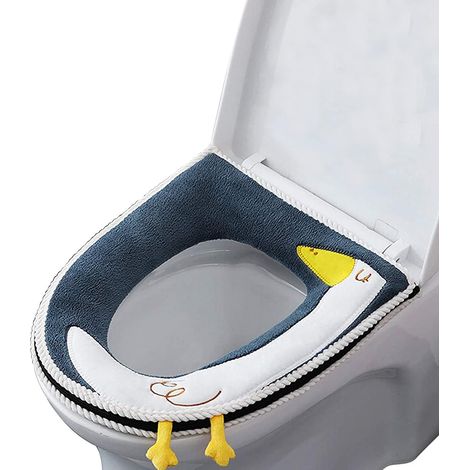 1 Pièces Siège Toilette Étanche Domestique, Siège de WC Universelles avec Fermeture Éclair, Coussin de Siège de Toilette à Coussin (No Stickers) (1/5)