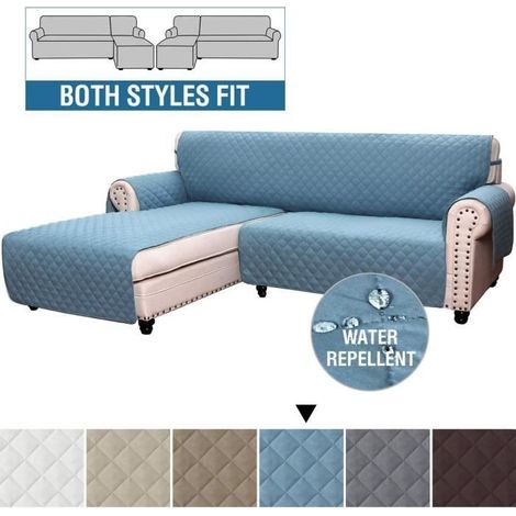 Copridivano – Universale – Reversibile – Impermeabile – Taglia XL – Grigio-blu (1/4)
