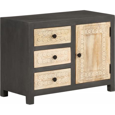 Aparador de madera maciza de mango gris y blanco 75x35x55 cm vidaXL (1/5)