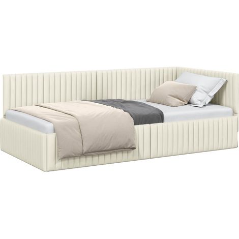 Maison Exclusive - Cornice del letto ad angolo Crema 100 cm x 200 cm Velluto (1/5)