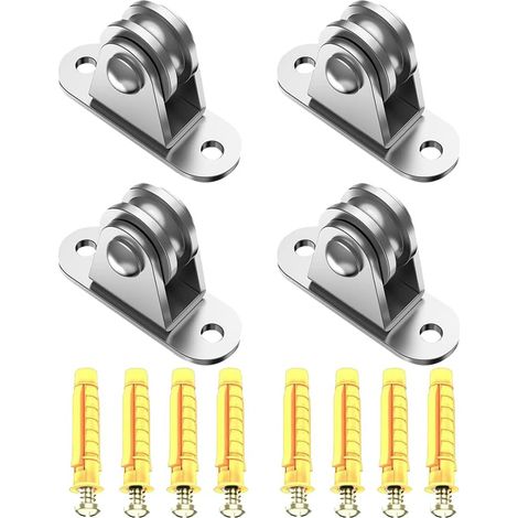 Poulies de Levage en Acier, Lot de 4 pour Corde à Linge et Chargement Manutention, Système Silencieux pour Mouvement
