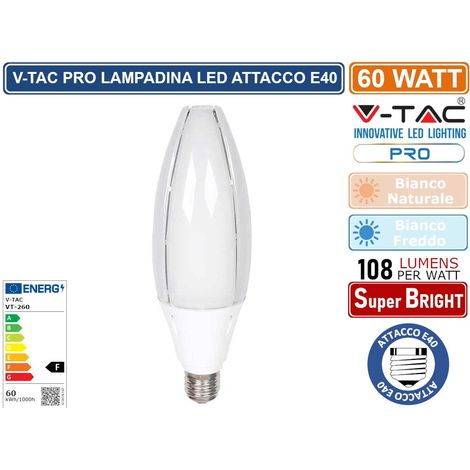 V-TAC PRO VT-260 Lampadina led chip samsung 60W E40 oliva bianco freddo 6400K - SKU 21188 (1/8)