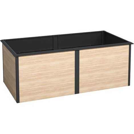 Hochbeet Design Gemüsebeet Pflanzbeet 200x100x77cm mit Schneckenkante Holz-Optik