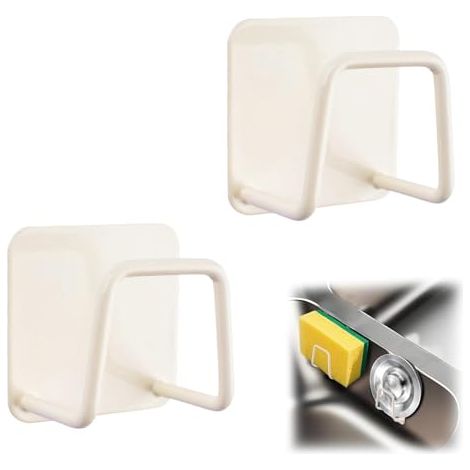 Lot de 2 porte-éponges adhésifs en acier inoxydable pour évier, savon, éponges, support antirouille de qualité supérieure, accessoir (1/4)