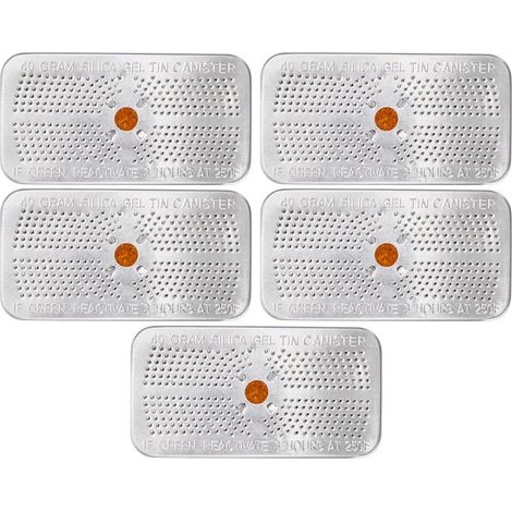 Sachets de Gel de Silice 40 G Lot de 5 Indicateur de Couleur pour Paquet Photo et Coffres-forts, Boîtes en Étain Réutilisables Absorbant L'humidité (1/5)