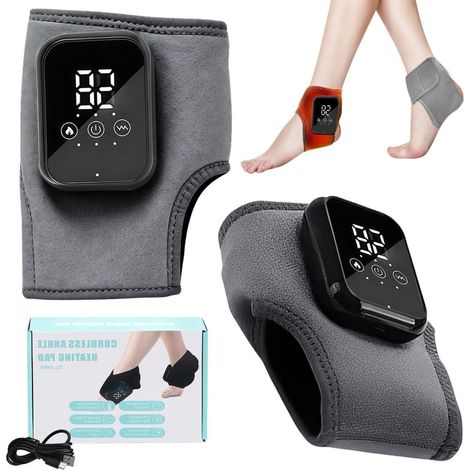Kabelloses Fußmassagegerät mit 3 Vibrationsmodi und 3 Wärmestufen für tiefe Entspannung, ideal für müde Beine und Füße, tragbar und praktisch (grau, 2 Stück) (1/5)