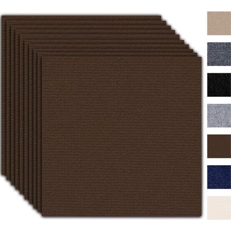 Lot de 10 Dalles De Moquette Autocollantes 50x50cm, Revêtement Sol Résistant Polyester Pour Bureau Et Appartement (1/5)