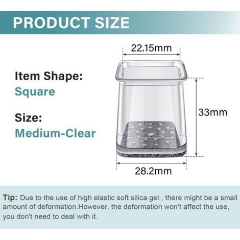 Protege Pied De Chaise - Silicone Transparent Avec Feutre - Pour Pieds Carrés Et Ronds 19 À 26 Mm - 24 Pièces (1/5)