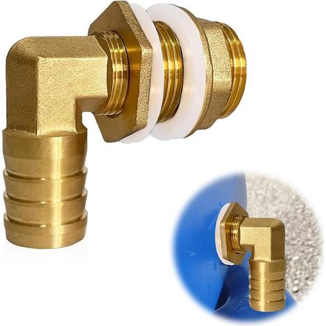 Raccord Plomberie Sanitaire Raccord pour Tuyau de Citerne d'Eau de Pluie Coudé Traversée de Réservoir pour Citernes d'Eau de Pluie (1/5)