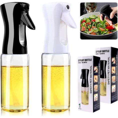 Injecteur de cuisine en verre 2 pièces, pulvérisateur d'huile d'olive, pulvérisateur d'huile, 2 en 1 injecteur de verre et distributeur pour cuisine, friteuse à air, salade, pâtisserie, barbecue, cuis