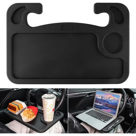 Ordinateur portable avec tablette intégrée au volant - Accessoires de voyage multifonctionnels pour voiture - Tablette repas pour siège auto - Console sous le volant - Noir (1/5)