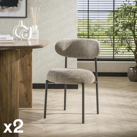 Chaise beige sable moderne en velours tissé (lot de 2) CREEK (1/5)