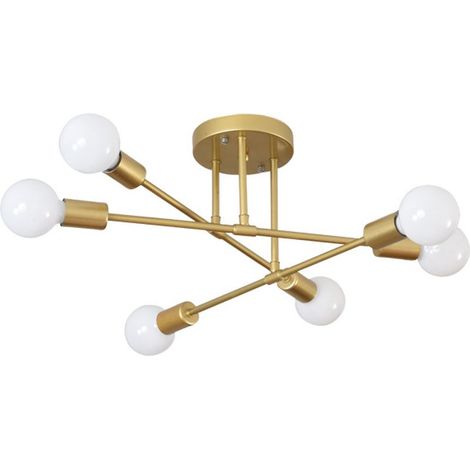 Plafonnier Moderne Luminaire Plafonnier Intérieur Lampe De Plafond Rétro Vintage Or, 6 Lumières Pour Cuisine Couloir Chambre Salon (1/5)