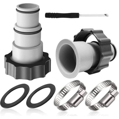 (Couleur : Gris) Lot de 2 adaptateurs pour tuyau de piscine Intex 32-38 mm pour pompes à raccord fileté et accessoires pour vannes à piston (1/5)