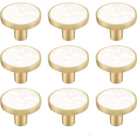 Lot de 8 boutons d'armoire ronds en Alliage de zinc,Poignées de tiroir décoratives blanches,Boutons de commode, de commode, de meubles de cuisine, crochets à vêtements (8, style) (1/4)