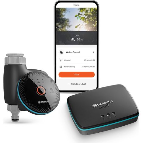 Control inteligente del agua: temporizador de riego conectado con puerta de enlace. GARDENA