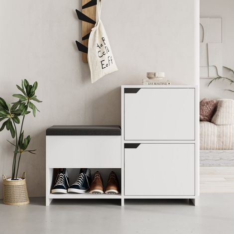 Schuhschrank Haven Weiß Melamin 101,5x80,5x35,5 cm