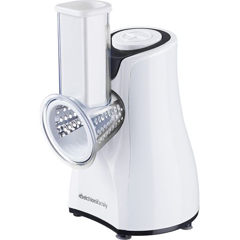 Melchioni 118420212 Elektrische Reibe/Spiralisierer Schwarz, Edelstahl, Weiß