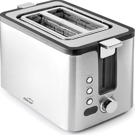 Toaster aus Edelstahl, 2 breite Schlitze, Schlitzmaße 3,8x14 cm (1/3)