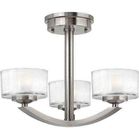 Lampadario Contemporaneo Meridian Acciaio Nichel Spazzolato Vetro 3 G9 3 Led (1/4)