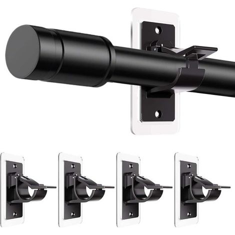 Supports de tringle à rideau sans perçage – Supports autocollants réglables – Fixations pour tringles à rideaux et porte-serviettes – Installation facile sans outil (1/5)