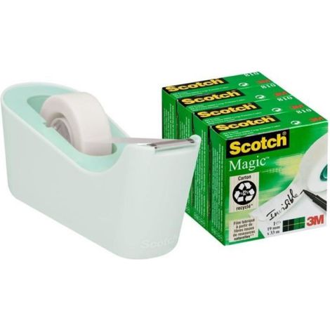 Dévidoir - 19 mm x 33 m - Pour Ruban Adhésif - 4 Rouleaux Inclus