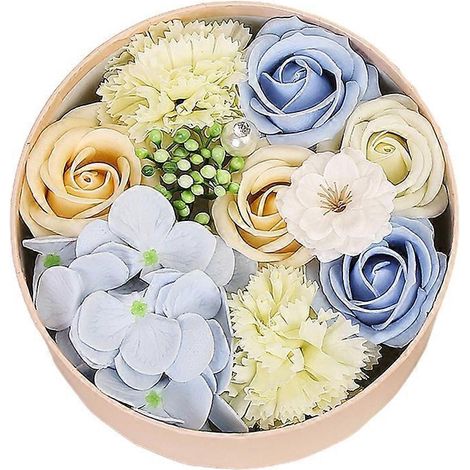 Geschenkset mit Seifenblumen in runder Schachtel, luxuriöse künstliche Rosen, parfümiert mit ätherischen Ölen, Geschenk zum Valentinstag und Muttertag. (1/4)
