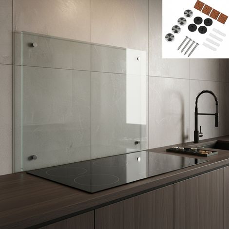 Panel trasero para cocina Cubierta de protección Placa contra salpicadura 100x50CM Vidrio transparente Cocina Protección de pared 6mm ESG