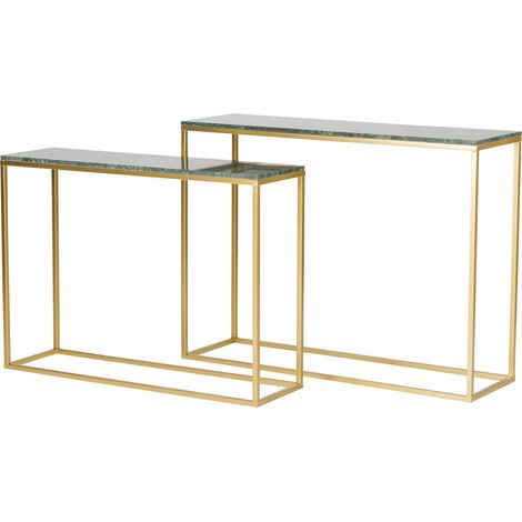 Set mit 2 Metall-Marmor-Konsolen 100X30X75 91X26X66Cm (1/5)