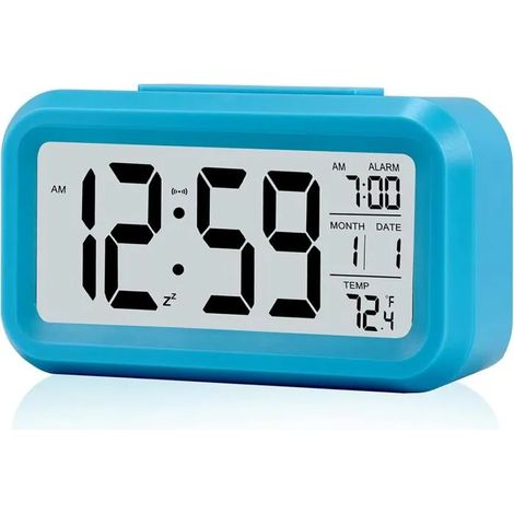 Réveil numérique bleu AUCUNE, horloge bureau, affichage date température intérieur (1/5)
