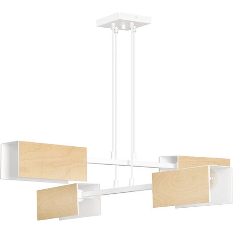 Lampadario Minimal Potter Acciaio Bianco 4 Luci E27 (1/2)