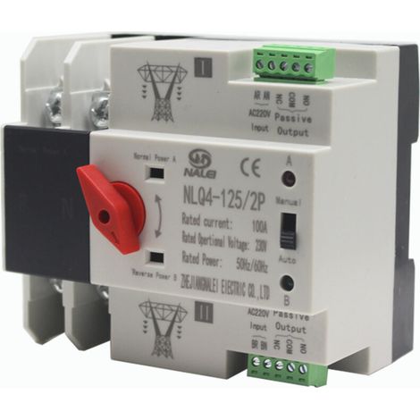 SABIR Commutateur de transfert, commutateur de transfert automatique à double alimentation, montage sur rail DIN automatique NLQ4-125A/2P 63A (1/5)