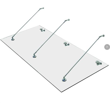 Vordach aus gehärtetem Glas mit Halterungen aus Edelstahl 304, transparent 200x90 cm (1/4)