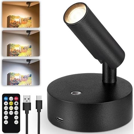Spot LED sans fil avec aimant et détecteur de mouvement – 3 températures de couleur, rechargeable par batterie/USB pour décoration, plantes et couloir – Choisissez la couleur et le type (1/5)
