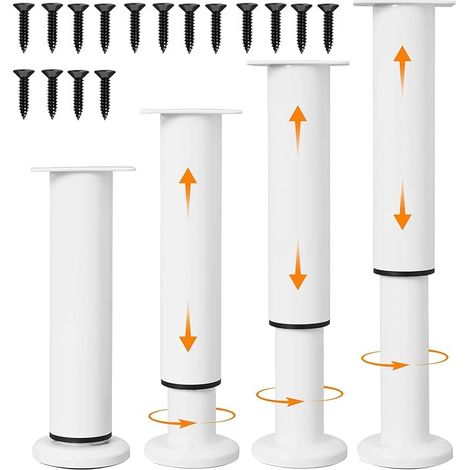 4 Pack Height Adjustable Table Legs Bed Frame Sofa Support Feet Heavy Duty Replacement Legs Cabinet Table Sofa Max Load 300kg White 18-30cm (1/5)