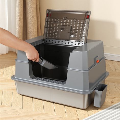 TolleTour XXL Edelstahl Katzentoilette geschlossen 70 x 50 x 43 cm mit Schaufelhalter (1/5)