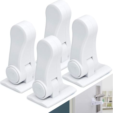 A set of 4 door and window safety locks, including child and baby locks, with adhesive tape on the back.