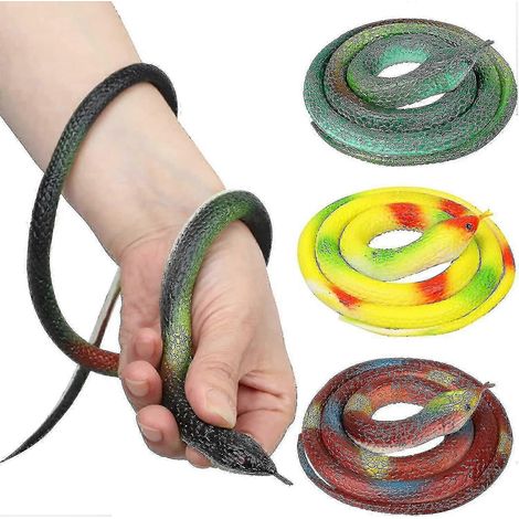 Serpents en caoutchouc à éloigner - Lot de 4 faux serpents en caoutchouc pour décorer votre jardin et effrayer les oiseaux, les écureuils et autres animaux. (1/5)