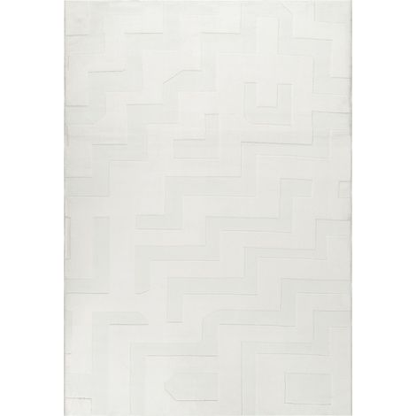 Area Rug Off-White Jacquard 160 x 230 cm Low Pile Rectangular Shape Living Room Polyester Backing Modern GINGERA (1/5)