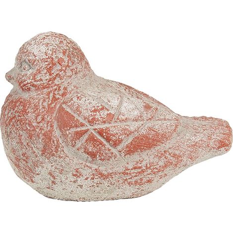 Statue Décorative Oiseau en Pierre pour Jardin et Maison - Gris et Rouge - 14 x 9 x 10 cm - PANGIVO (1/4)