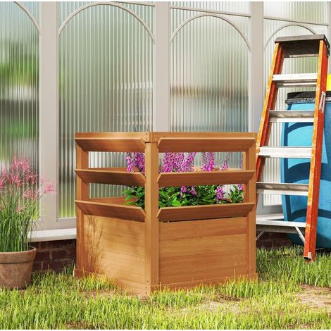 Jardinera con enrejado de madera 65x65x73 cm OKMYHOME (1/5)