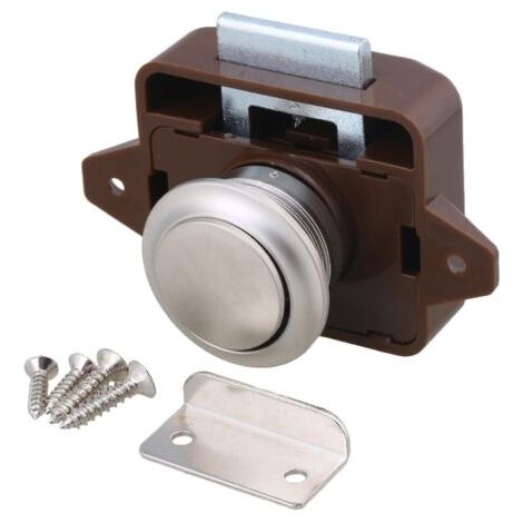 Chiusura a pulsante per mobiletto camper, roulotte, furgone camperizzato, marrone, argento