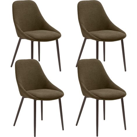 Set 4 Sedie Kira 51x59x85 cm Gambe in Metallo Bronzo Marrone (1/5)