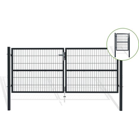 Portail grillagé 3m RAZO H.120cm + Portillon 1m RAZO H.120cm Gris